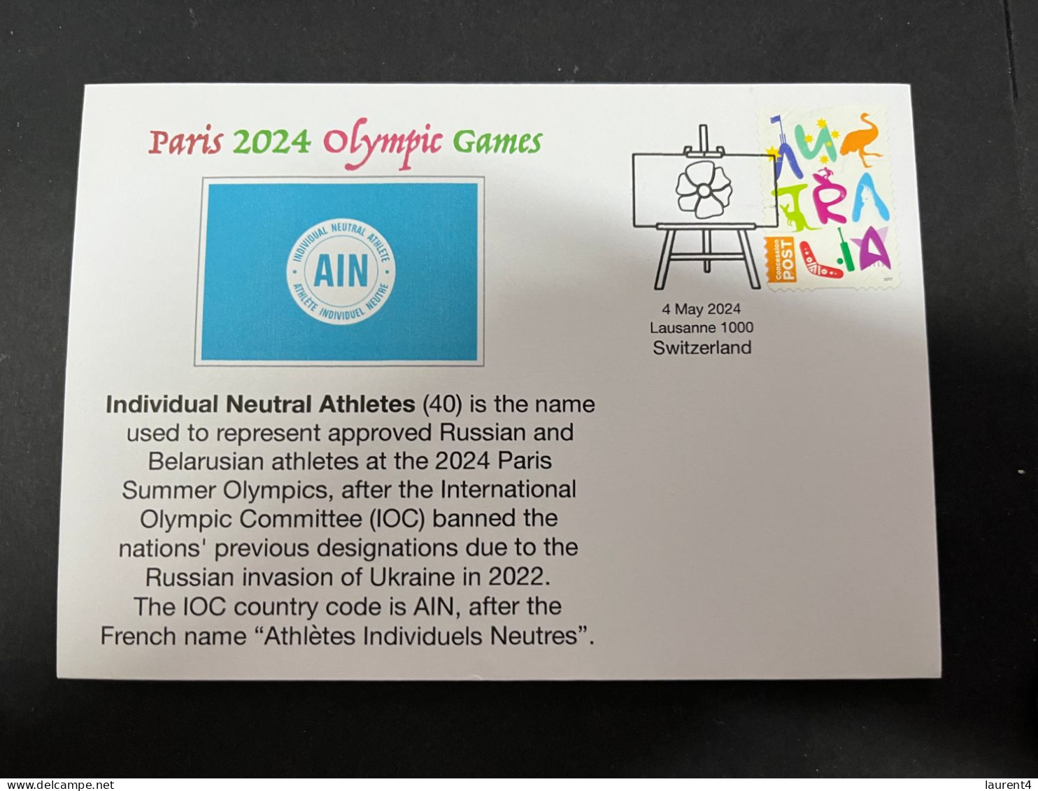 5-5-2024 (4 Z 12 A) Paris Olympic Games 2024 - Individual Neutral Athletes (40) From Russia & Belarus (War In Ukraine) - Verano 2024 : París