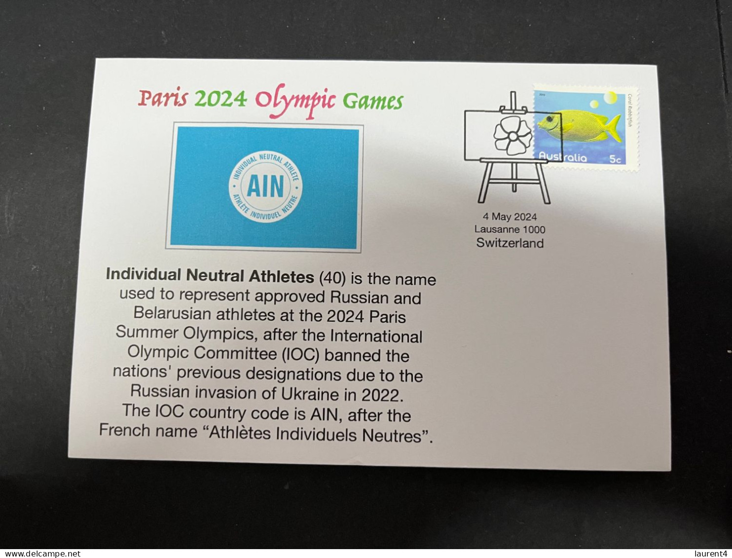 5-5-2024 (4 Z 12 A) Paris Olympic Games 2024 - Individual Neutral Athletes (40) From Russia & Belarus (War In Ukraine) - Verano 2024 : París