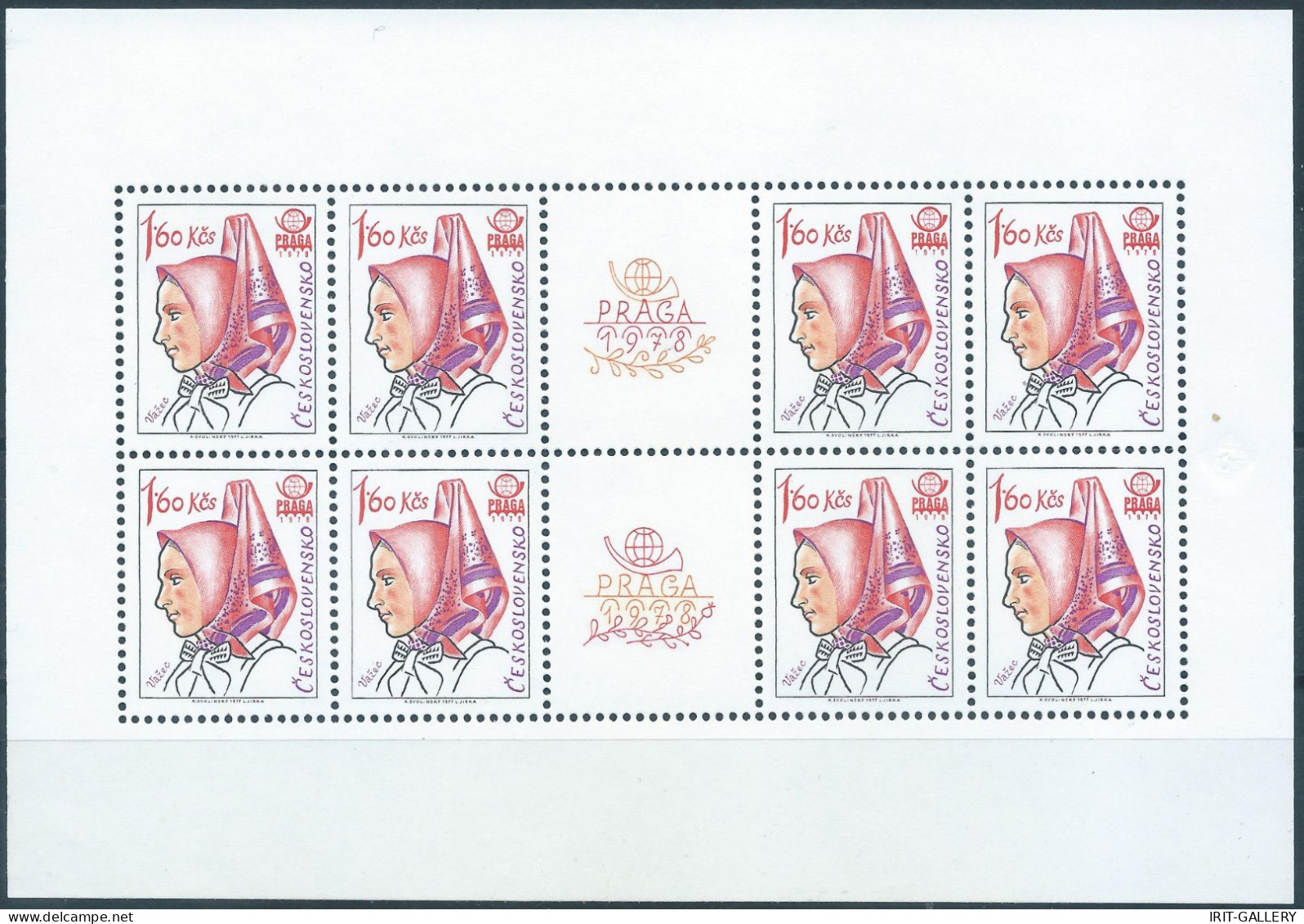CECOSLOVACCHIA-CZECHOSLOVAKIA,Ceskoslovensko,1977-1978 PRAGUE 78 International Stamp Exhibition-Regional Headdresses - Blokken & Velletjes