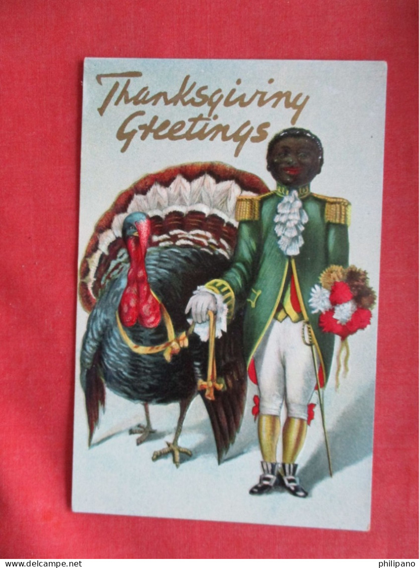 Black Americana Embossed. Thanksgiving.  .  Ref 6400 - Black Americana