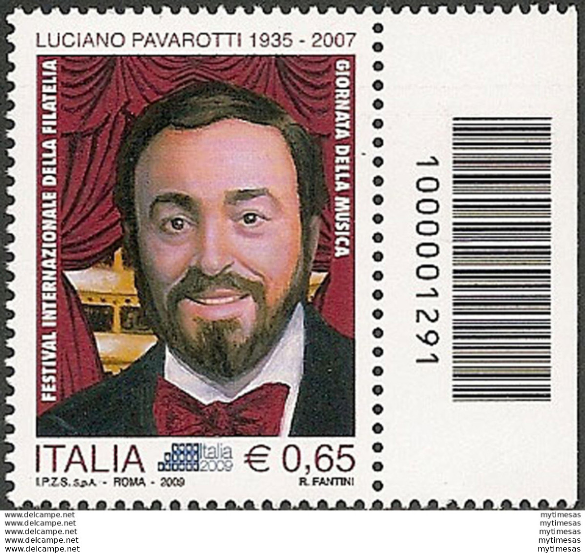 2009 Italia Pavarotti Codice A Barre MNH Unif. 3188cb - Otros & Sin Clasificación