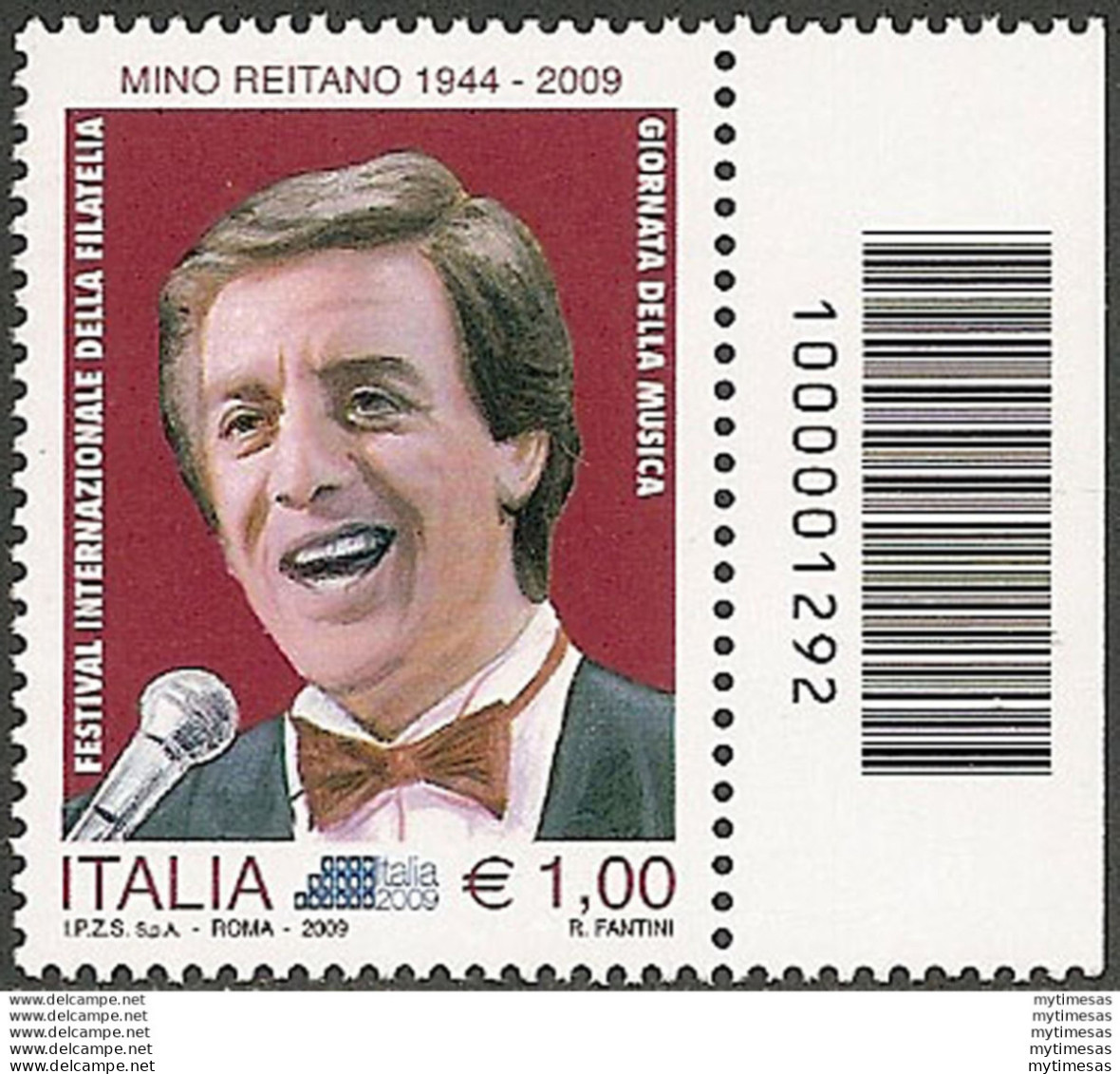 2009 Italia Mino Reitano Codice A Barre MNH Unif. 3189cb - Altri & Non Classificati