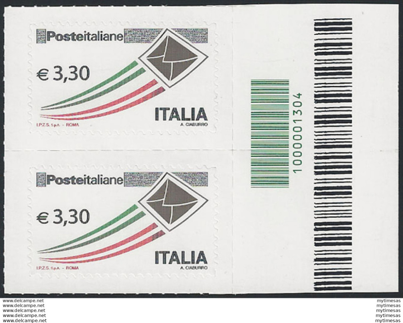 2009 Italia Lettera € 3,30+codice A Barre MNH Unif. 3199cb - Altri & Non Classificati