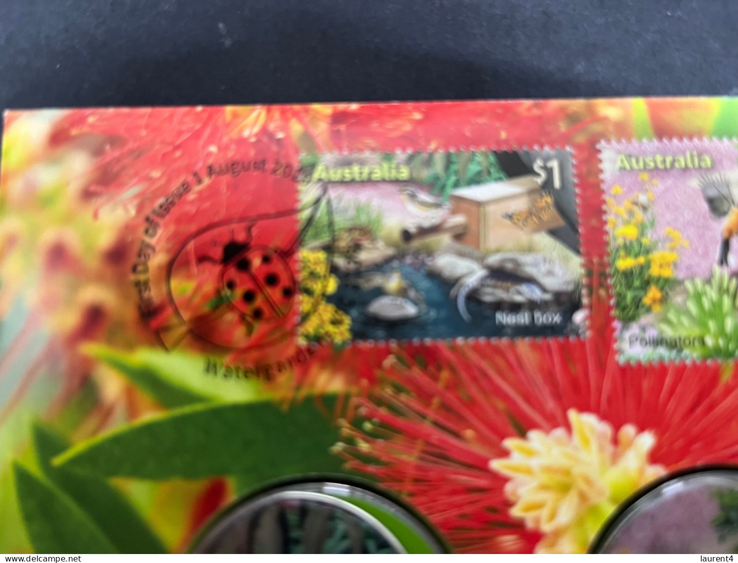 5-5-2024 (4 Z 14) Australia 2019 In The Garden Medallion Colored Cover (with Ladybug Special Postmark) 499/1500 - Wertmarken (Kriegsgefangenen)