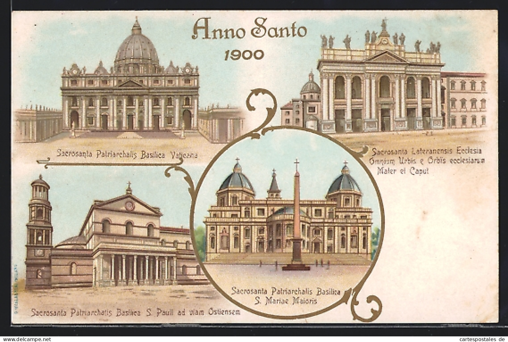 Lithographie Vatikanstadt, Sacrosanta Patriarchalis Basilica Vaticana, S. Mariae Maioris & S. Pauli Ad Viam Ostiensem  - Vatican