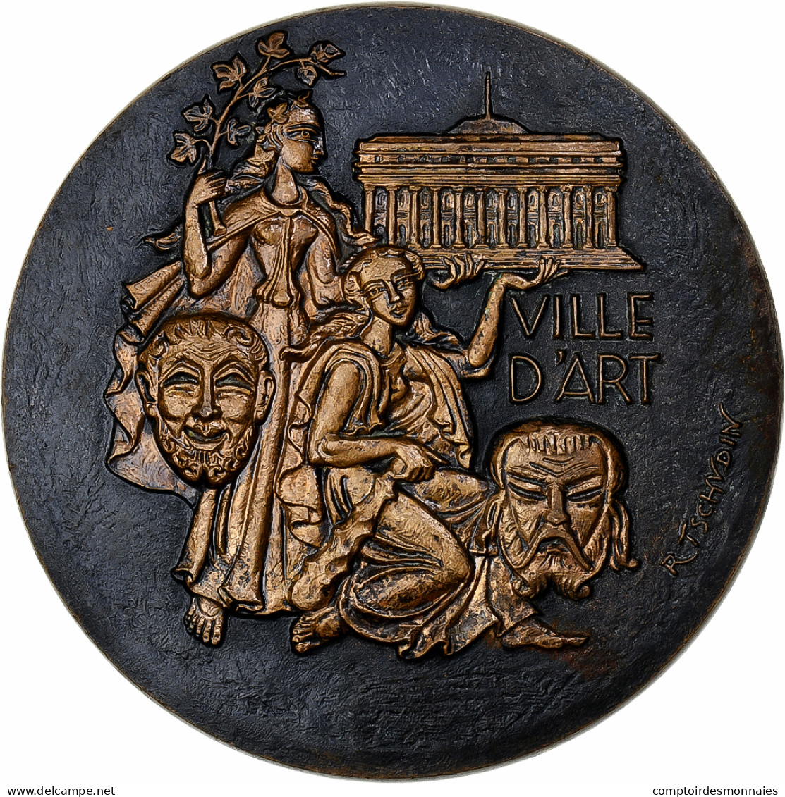 France, Médaille, Bordeaux, Ville D'Arts, 1984, Bronze, Tschudin, SPL - Other & Unclassified