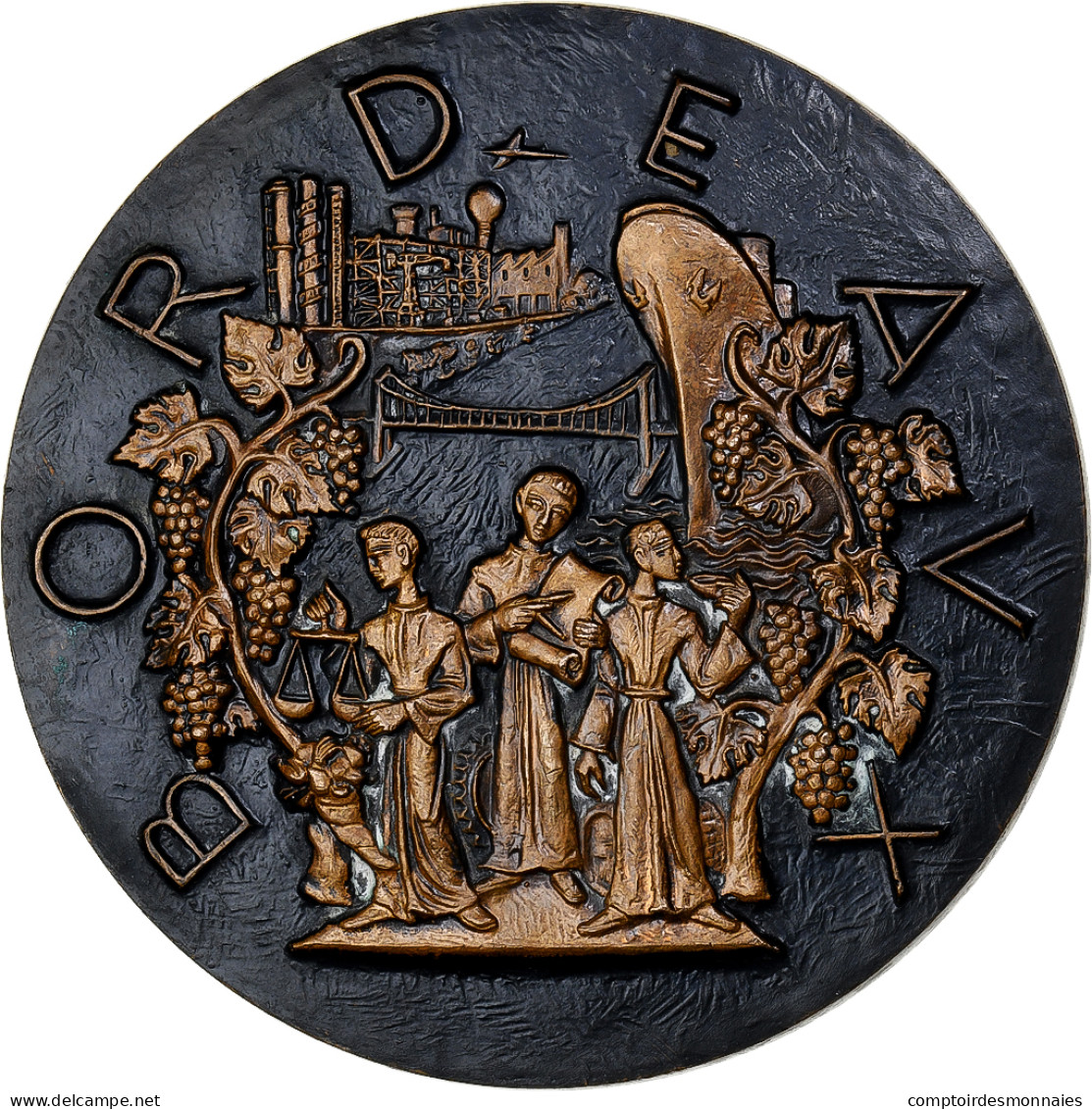 France, Médaille, Bordeaux, Ville D'Arts, 1984, Bronze, Tschudin, SPL - Sonstige & Ohne Zuordnung