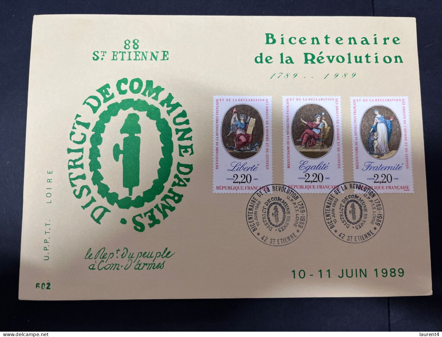 5-5-2024 (4 Z 14)  France FDC 1989 - Souvenir Bicentenaire De La Révolution (20 X 15 Cm = Large) - 1980-1989