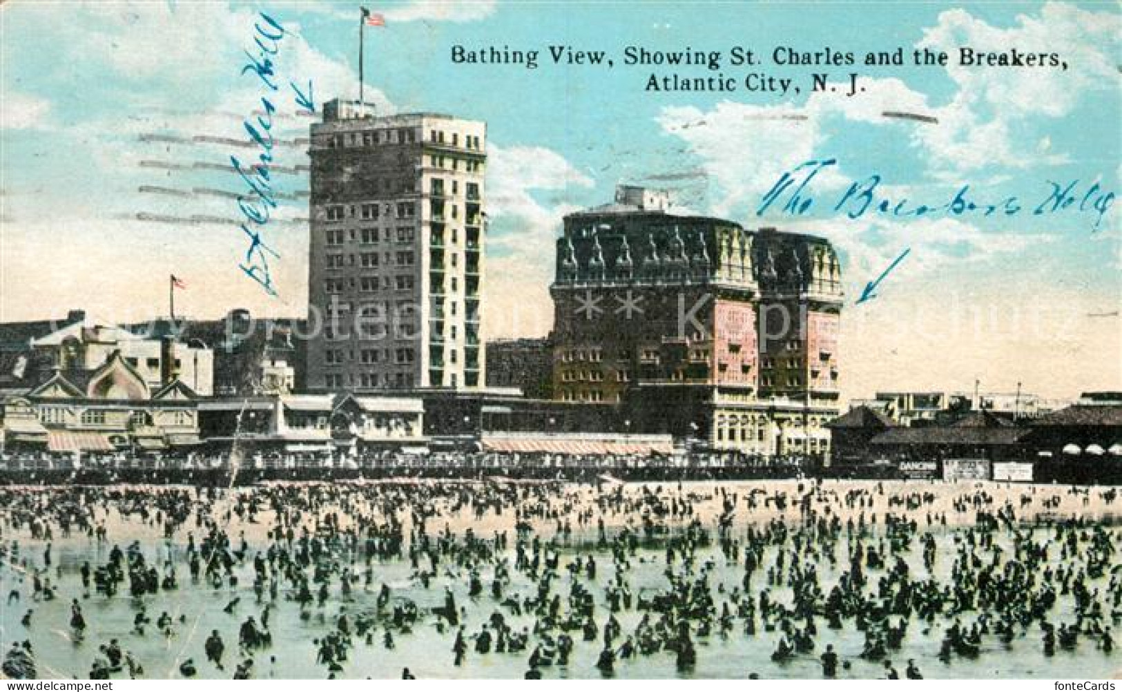 73300088 Atlantic_City_New_Jersey Bathing View Showing St Charles And The Breake - Autres & Non Classés