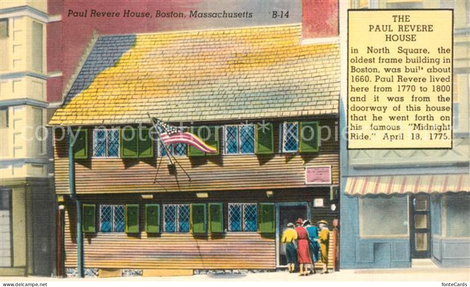 73299614 Boston_Massachusetts The Paul Revere House Frame Building Kuenstlerkart - Andere & Zonder Classificatie