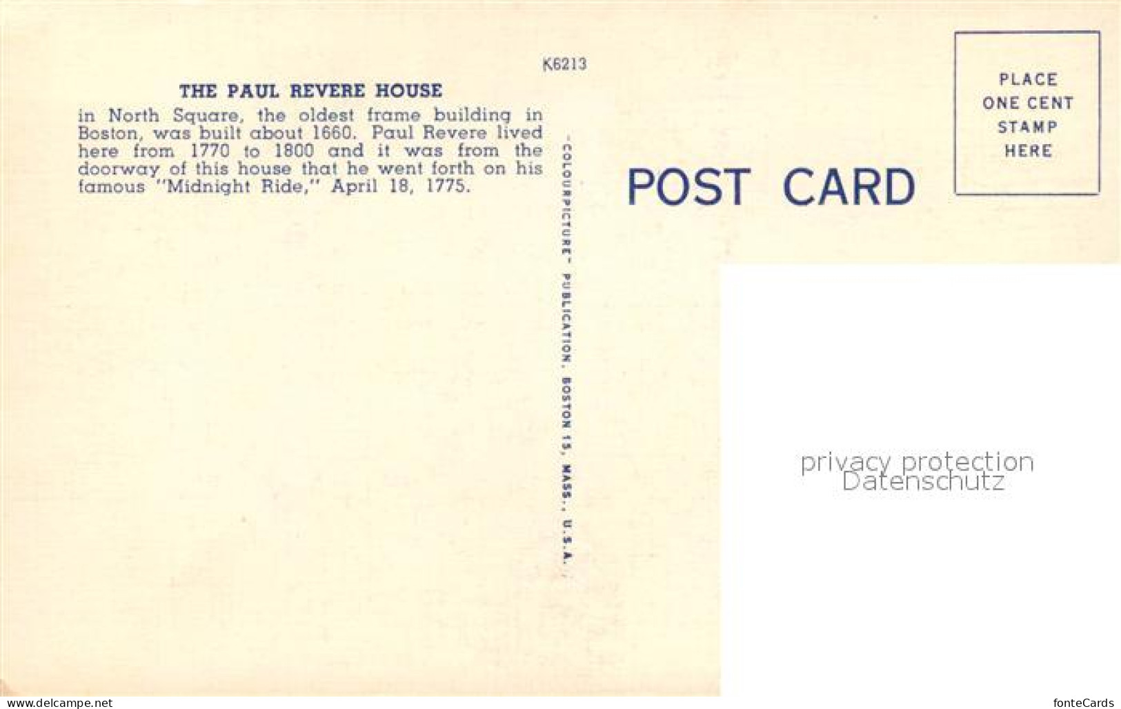 73299614 Boston_Massachusetts The Paul Revere House Frame Building Kuenstlerkart - Altri & Non Classificati