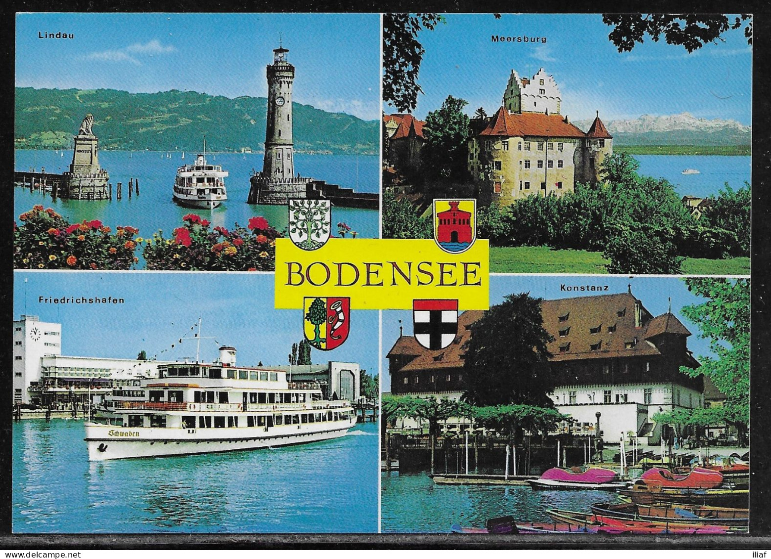 Germany.   Bodensee. Illustrated View Posted Postcard - Lindau A. Bodensee