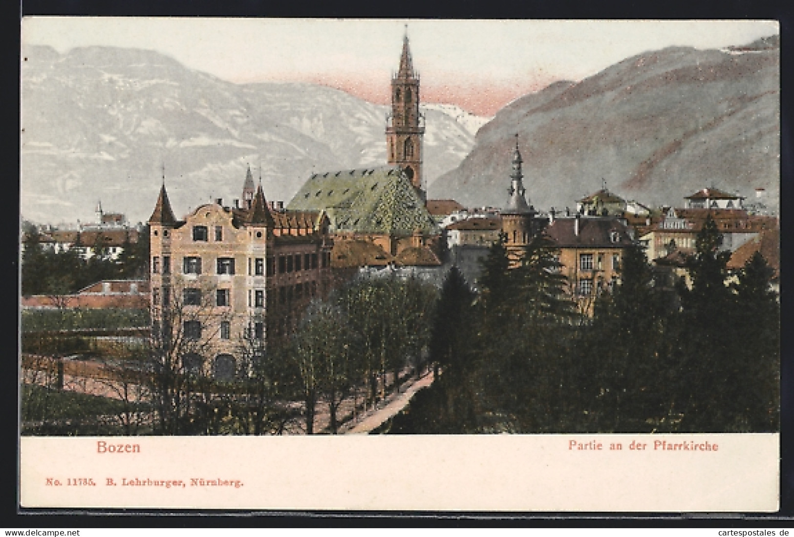 Cartolina Bozen, Blick Auf Die Pfarrkirche  - Bolzano