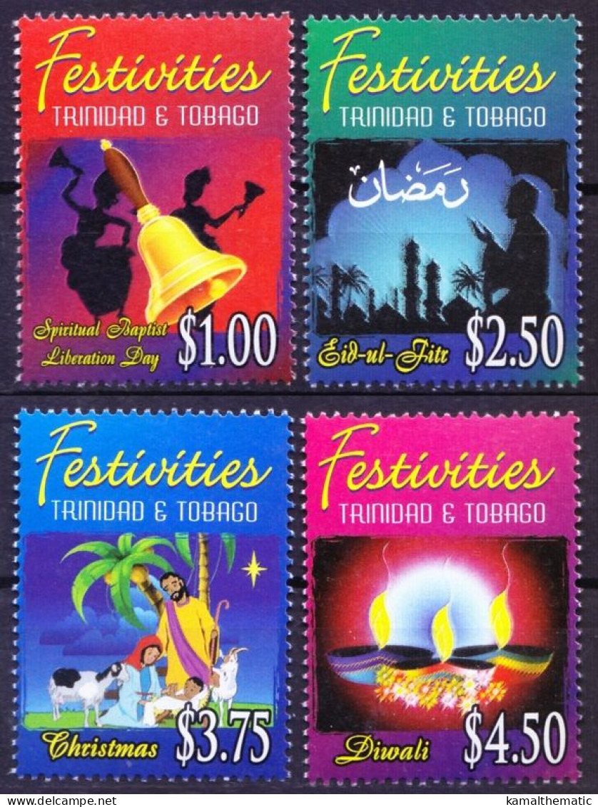 Trinidad & Tobago 2010 MNH 4v, Festivals, Diwali, Idd, Religion, Christmas, Bell, Sheep,  Ramazan - Noël