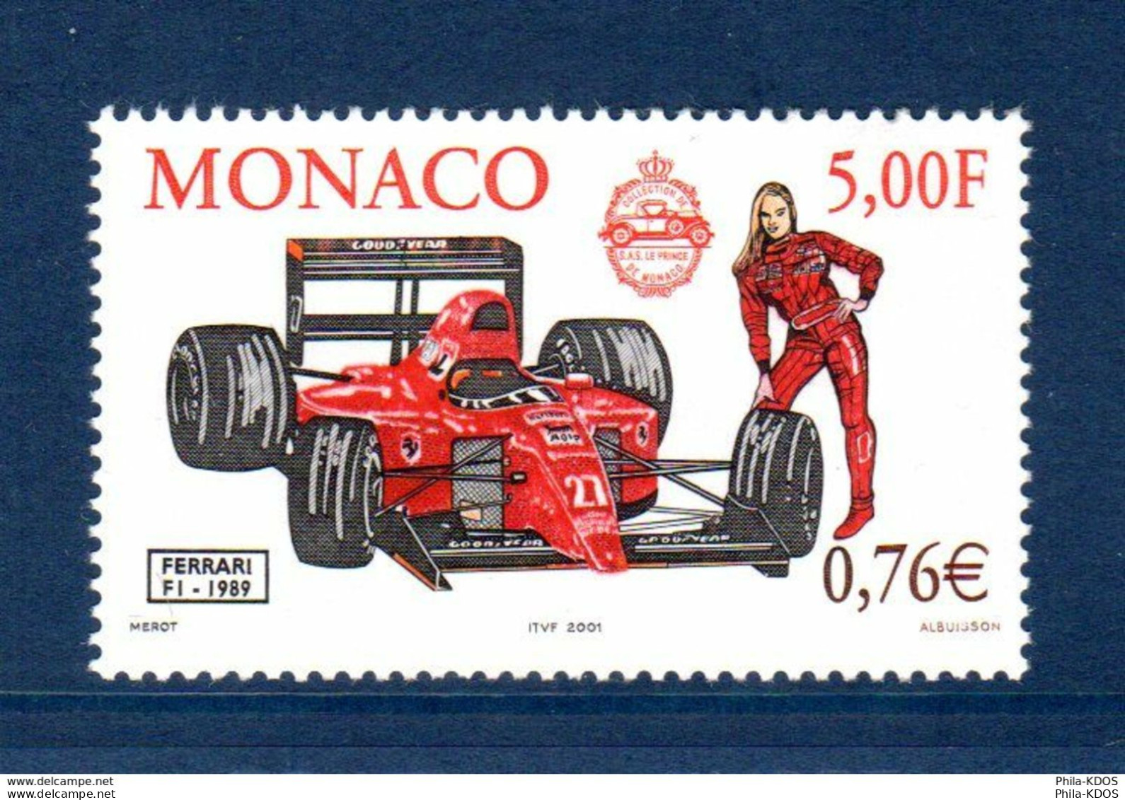 " FERRARI F1 1989 " Sur Timbre Neuf ** MNH De MONACO De 2000. N° YT 2276. Parfait état. - Automobile