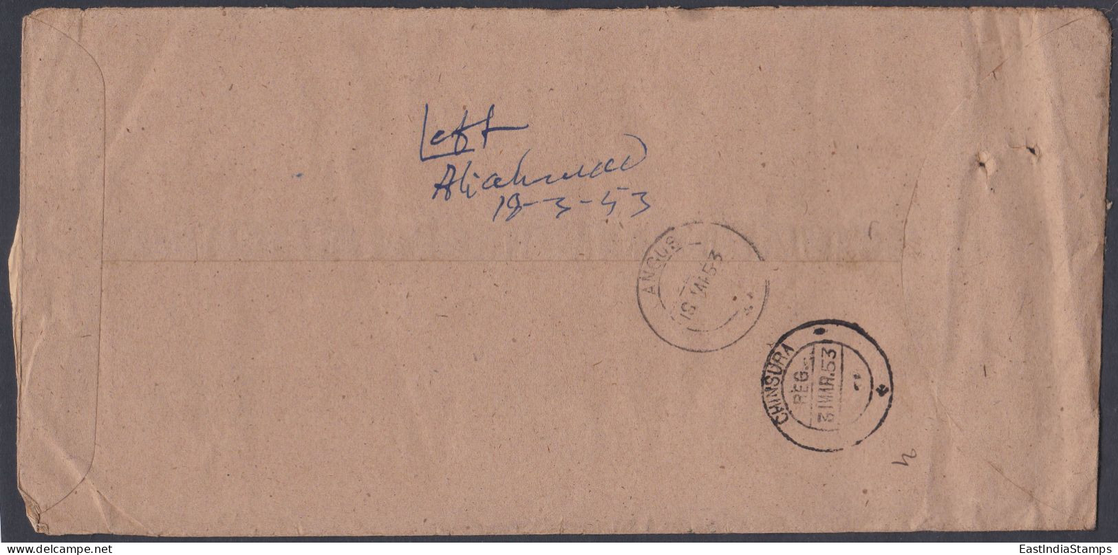 Inde India 1953 Registered Cover, Government Service, King George VI Stamps,  With Acknowledgement - Storia Postale