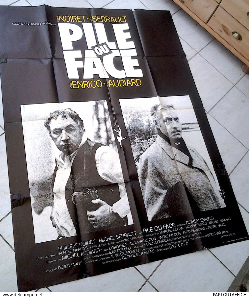 Affiche Originale Ciné PILE OU FACE Robert ENRICO NOIRET SERRAULT AUDIARD 120X160 1980 Illu Ferracci - Manifesti & Poster