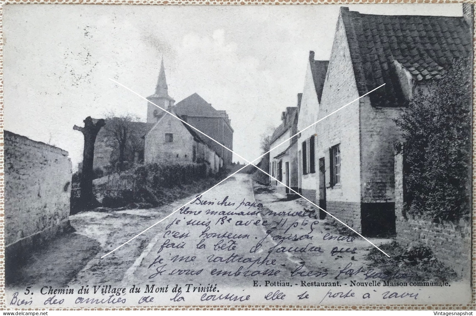 MONT DE TRINITÉ Tournai Chemin Du Village CP PK édit Pottiau Postée Vers 1904 - Tournai