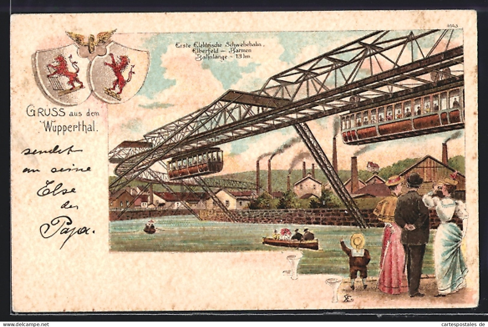 Lithographie Wupperthal, Elektrische Schwebebahn Der Strecke Elberfeld-Barmen  - Autres & Non Classés