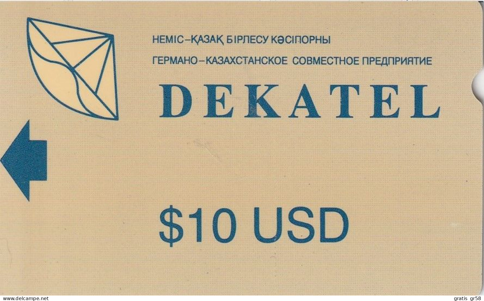 Kazakhstan - KZ-DEK-ALC-0001, Alcatel, Satel, Logo Dekatel, 10$, As Scan - Kazajstán
