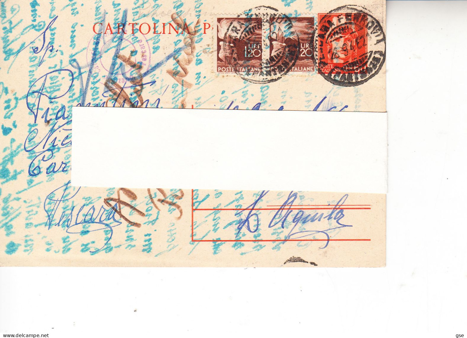 ITALIA  1946 - Intero Postale Da  Pescara A L'Aquila - Stamped Stationery