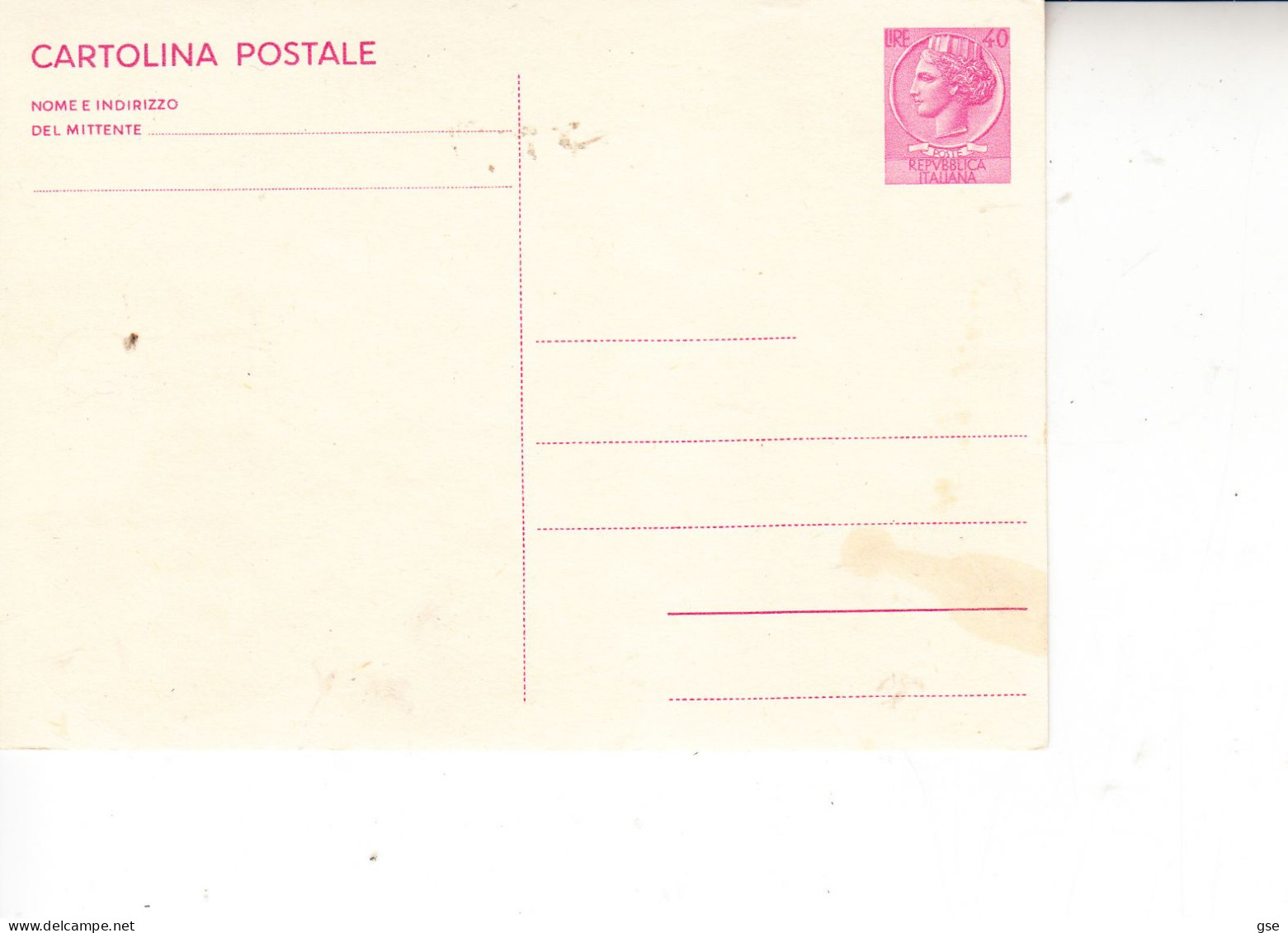 ITALIA   - Intero Postale Nuovo - Stamped Stationery