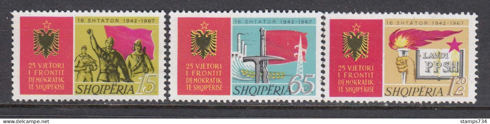 Albania 1967 - 25 Years Albanian Democratic Front, Mi-Nr. 1190/92, MNH** - Albanien