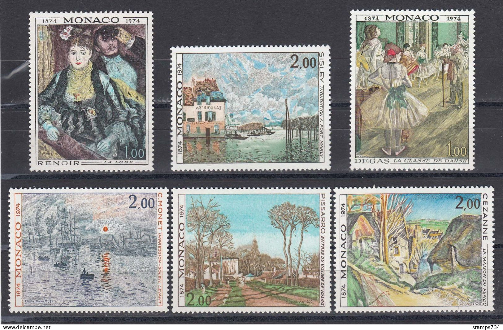 Monaco 1974 - Tableaux D'Impressionnistes, 6 V., Neufs** - Unused Stamps
