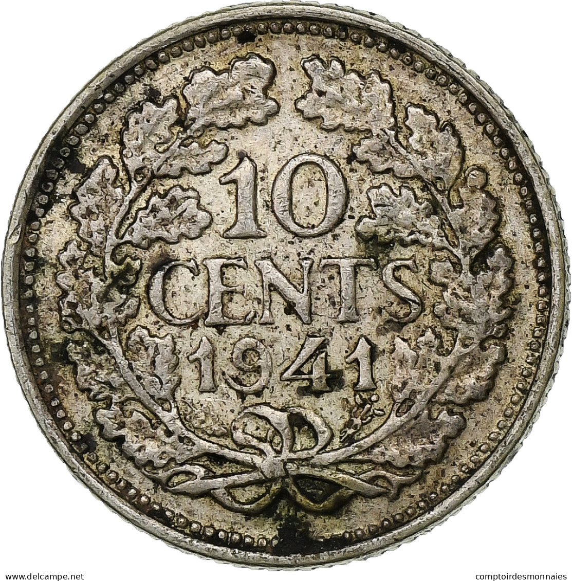 Pays-Bas, Wilhelmina I, 10 Cents, 1941, Argent, TB+, KM:163 - 10 Centavos