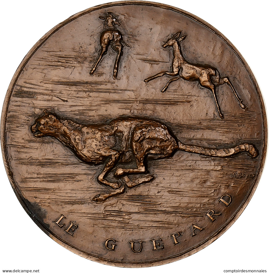 France, Médaille, Animaux, Le Guépard, 1982, Bronze, Boyer, SUP+ - Andere & Zonder Classificatie