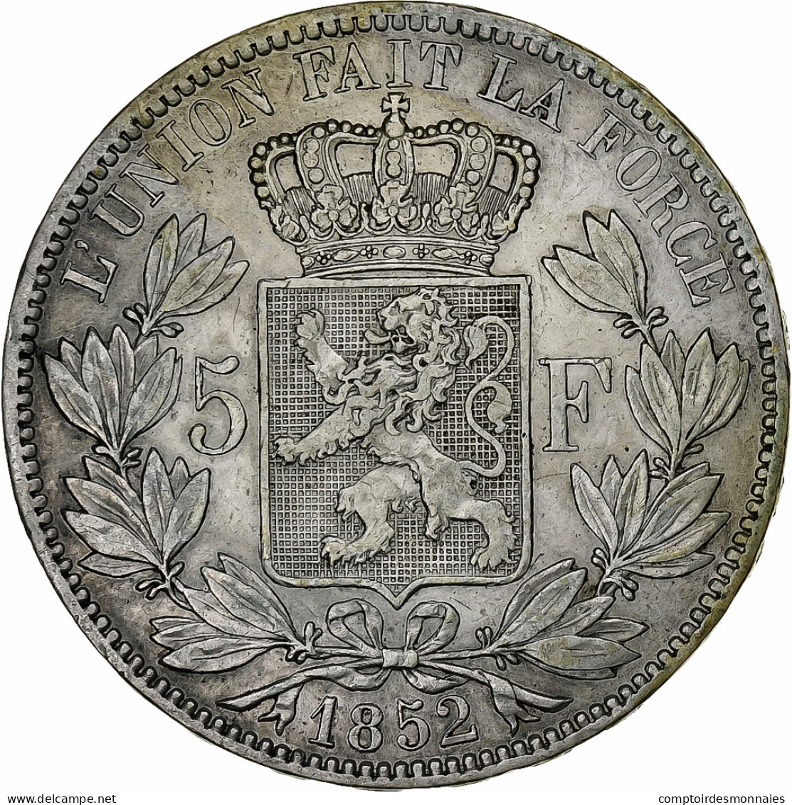Belgique, Leopold I, 5 Francs, 5 Frank, 1852, Argent, TTB+, KM:17 - 5 Frank