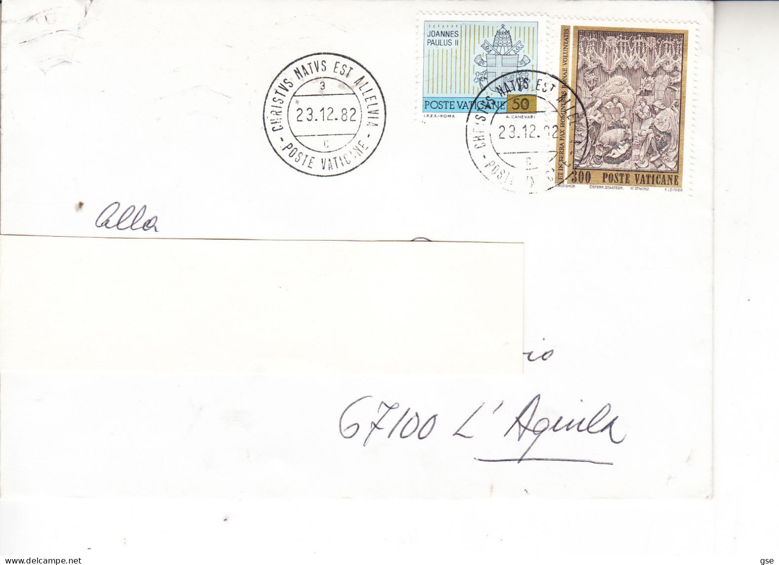 VATICANO  1982 - Lettera Per L'Aquila - Lettres & Documents