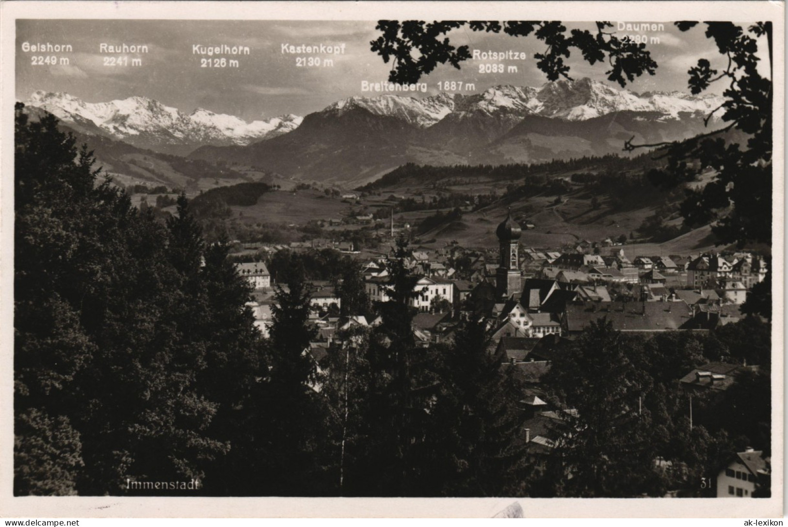 Immenstadt (Allgäu) Panorama-Ansicht Mit Namen Der Alpen-Berge 1950 - Immenstadt