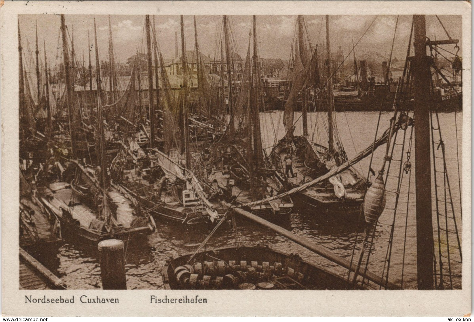 Ansichtskarte Cuxhaven Fischerfreihafen, Segelboote 1929 - Cuxhaven