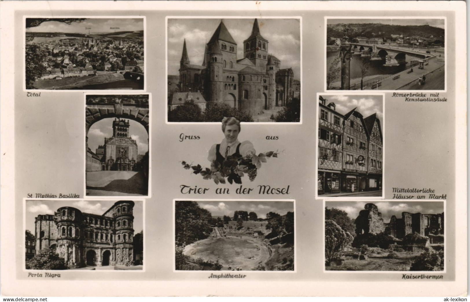 Ansichtskarte Trier Stadtteilansichten - Weinkönigin 1953 - Trier