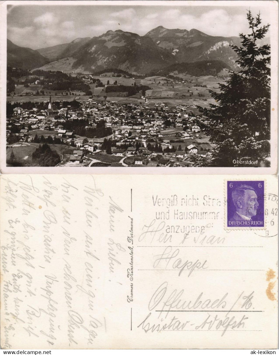 Ansichtskarte Oberstdorf (Allgäu) Blick Auf Die Stadt 1942 - Oberstdorf