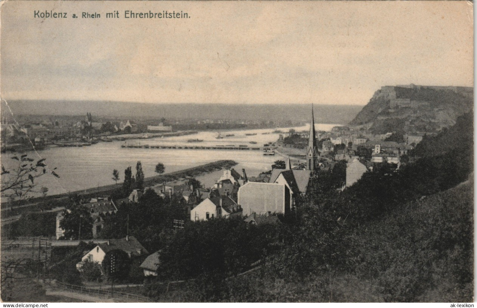 Ansichtskarte Ehrenbreitstein-Koblenz Stadt - Behelfsbrücke In Der Ferne 1905 - Koblenz