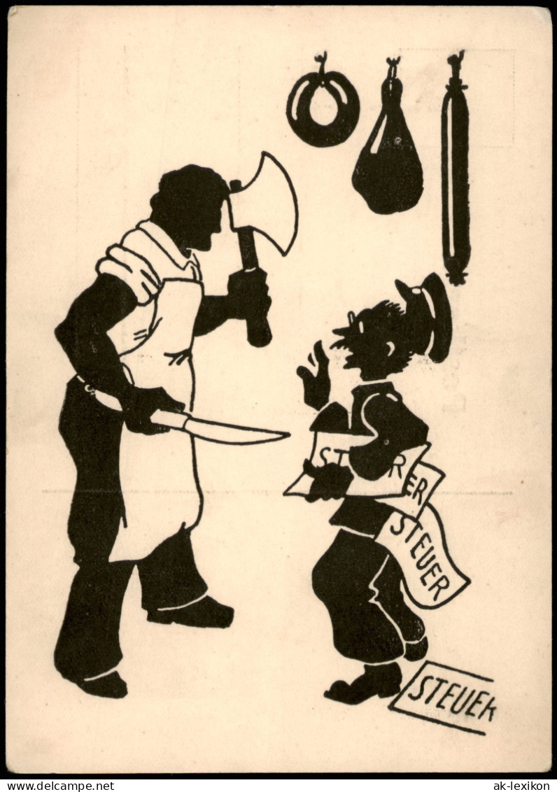 Scherenschnitt/Schattenschnitt Politik Metzger Vor Steuerbeamten# 1928 - Scherenschnitt - Silhouette