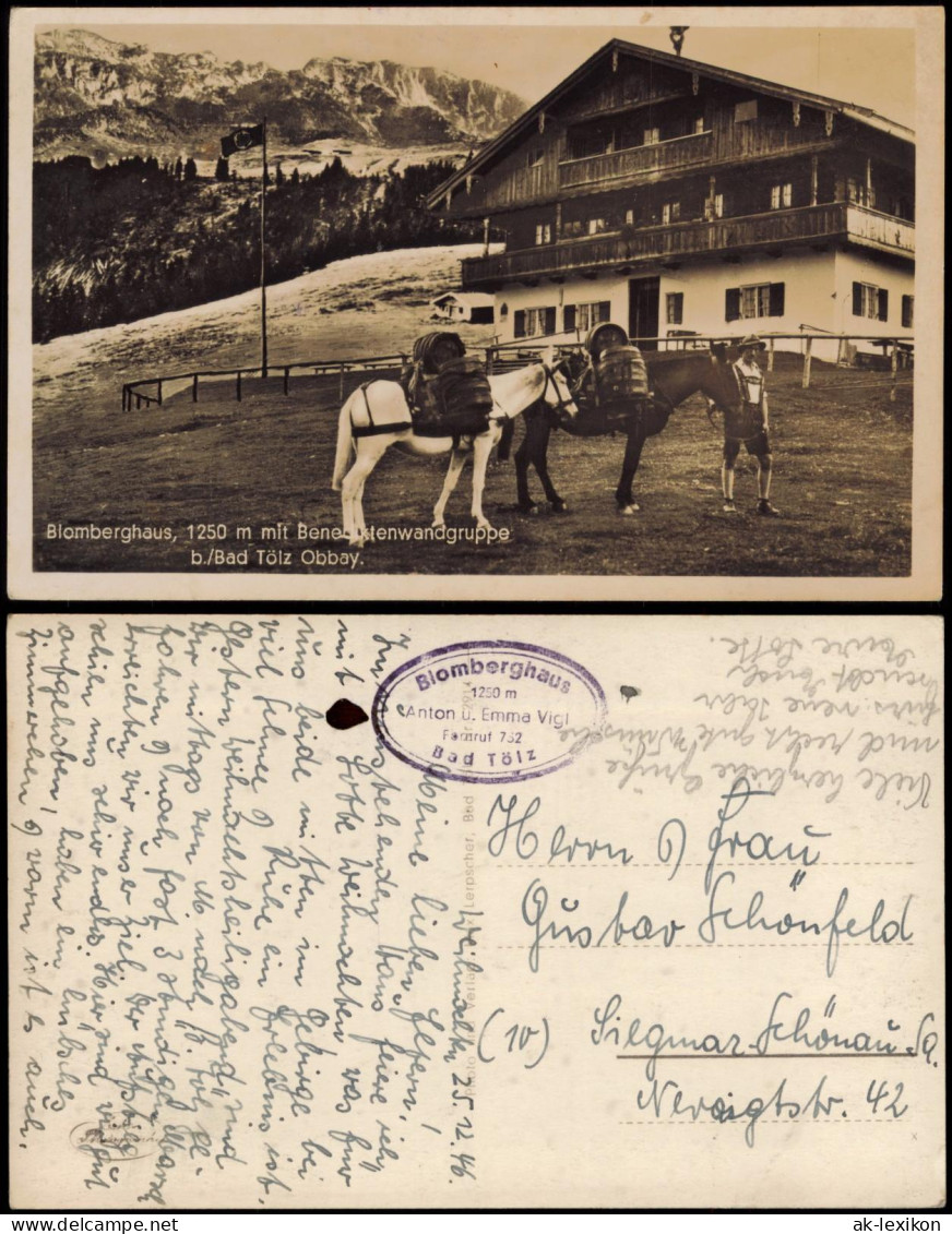 Ansichtskarte Bad Tölz Blomberghaus, Wanderer Mit Eseln 1946 - Bad Toelz