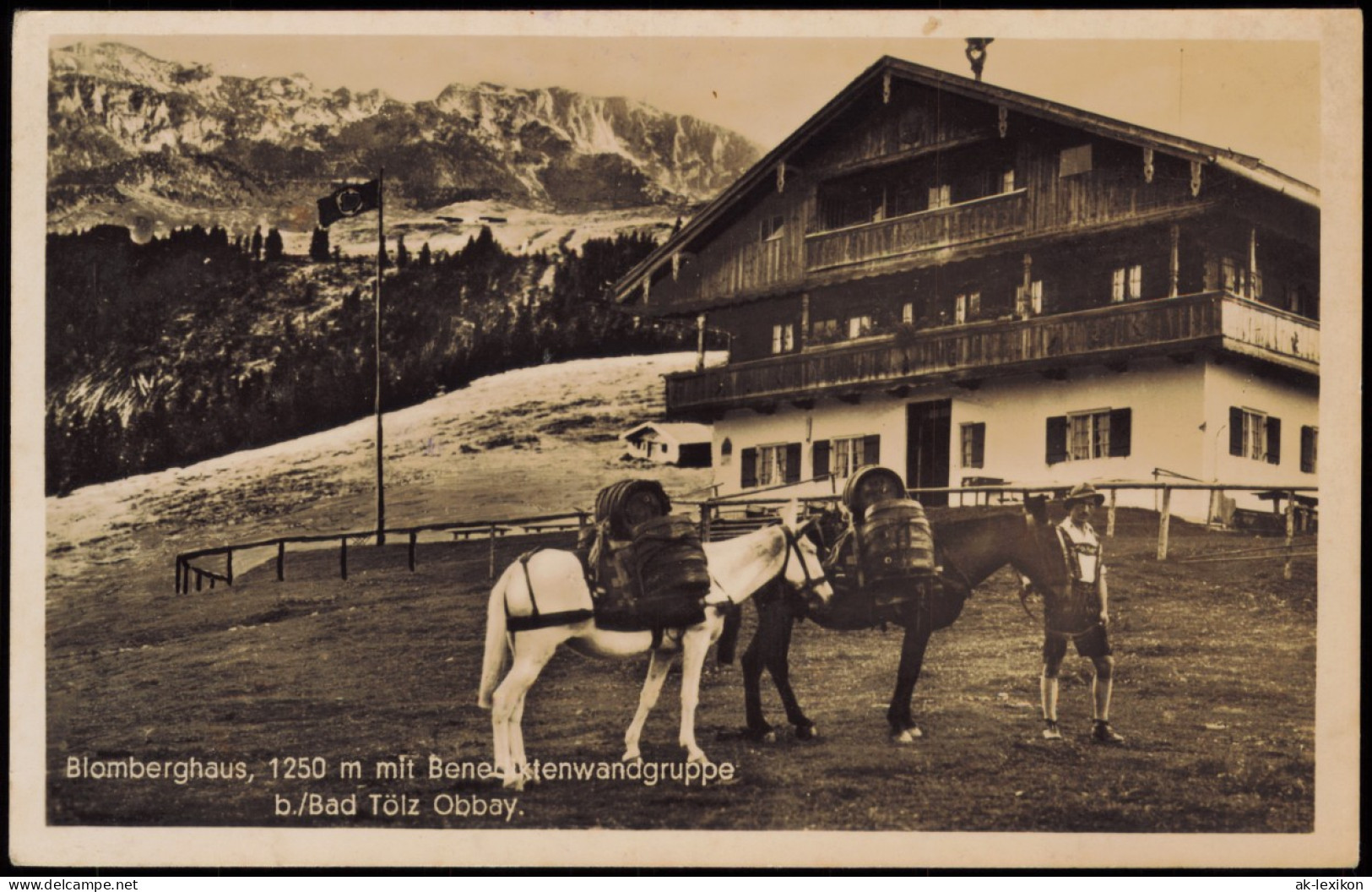 Ansichtskarte Bad Tölz Blomberghaus, Wanderer Mit Eseln 1946 - Bad Tölz