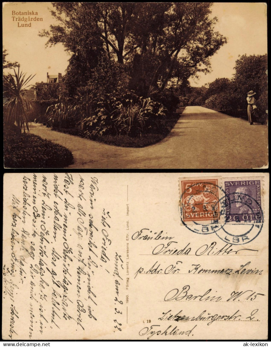 Postcard Lund Botaniska Trädgården 1922 - Schweden