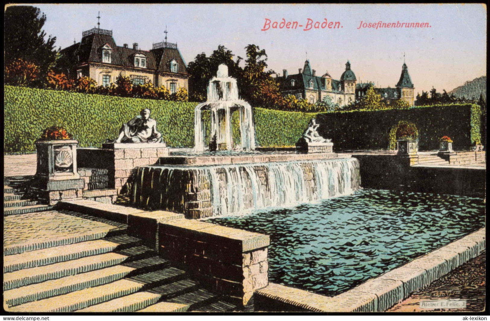 Ansichtskarte Baden-Baden Josefinenbrunnen. 1919 - Baden-Baden