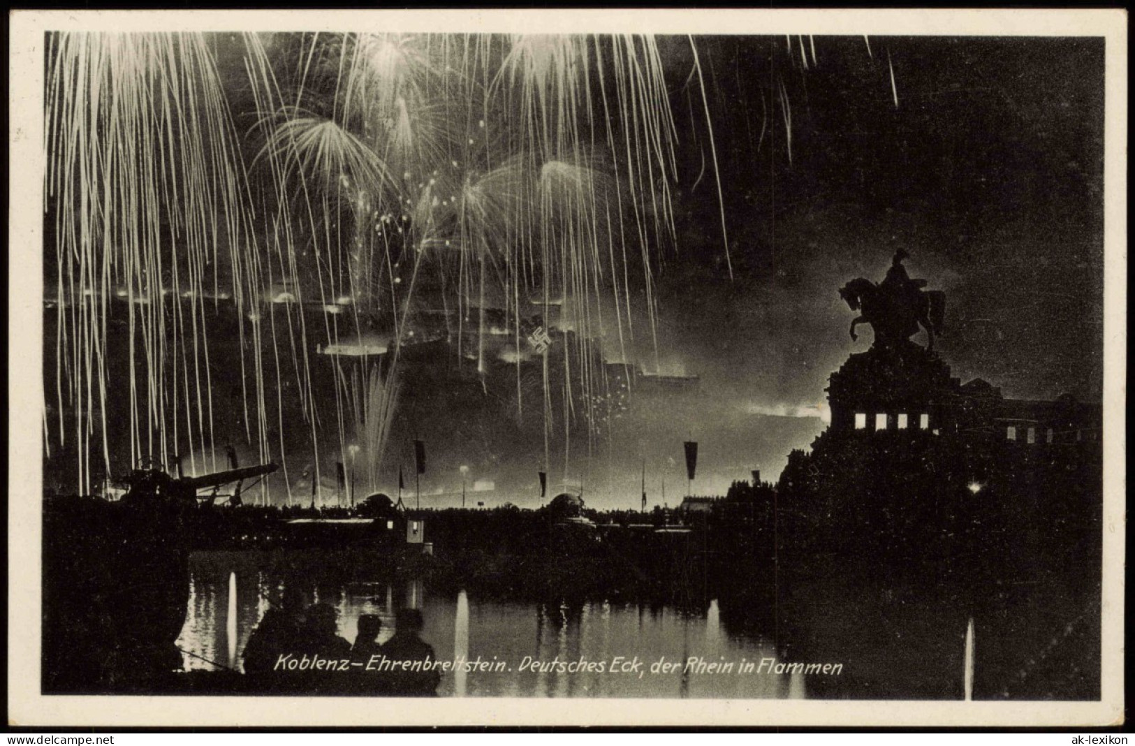 Koblenz Deutsches Eck Propaganda Der Rhein In Flammen Nacht Feuerwerk 1938 - Koblenz