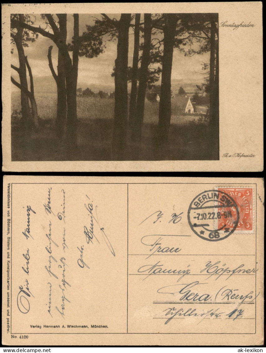 Ansichtskarte  Stimmungsbild Natur "Sonntagsfrieden" 1922 - Non Classés