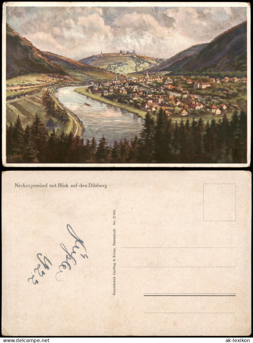 Dilsberg-Neckargemünd Panorama Mit Blick Auf Den Dilsberg, Künstlerkarte 1922 - Neckargemünd