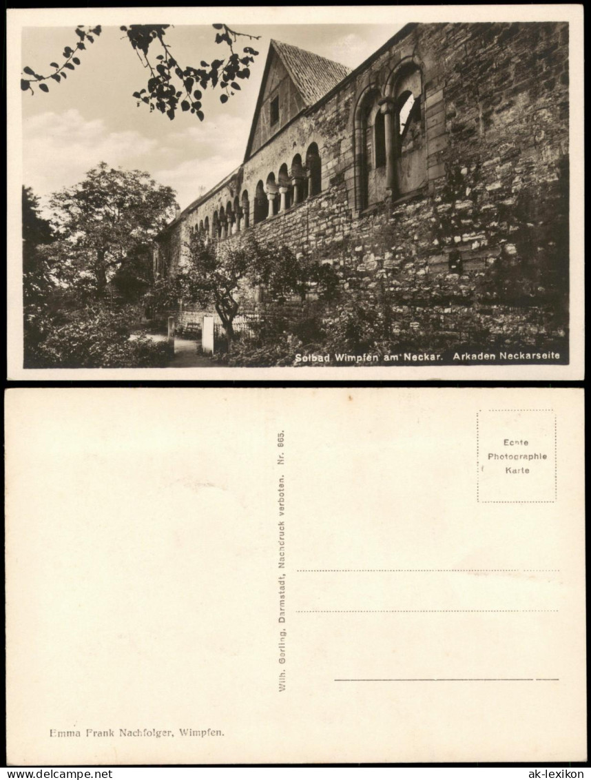 Ansichtskarte Bad Wimpfen Arkaden Neckarseite 1930 - Bad Wimpfen
