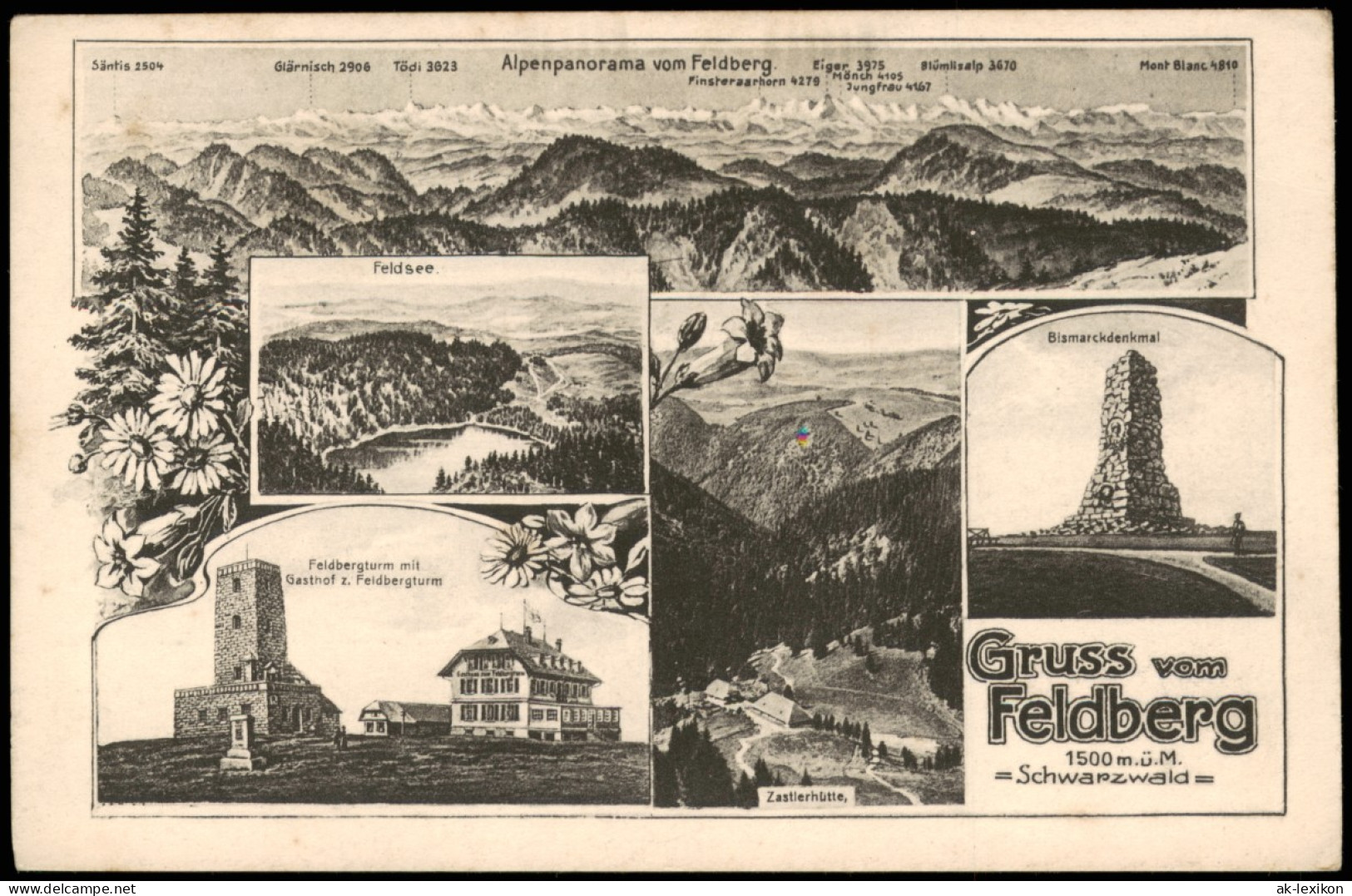 Feldberg (Schwarzwald) Mehrbild-AK Ansichten Rd.  (1500m) Schwarzwald 1922 - Feldberg