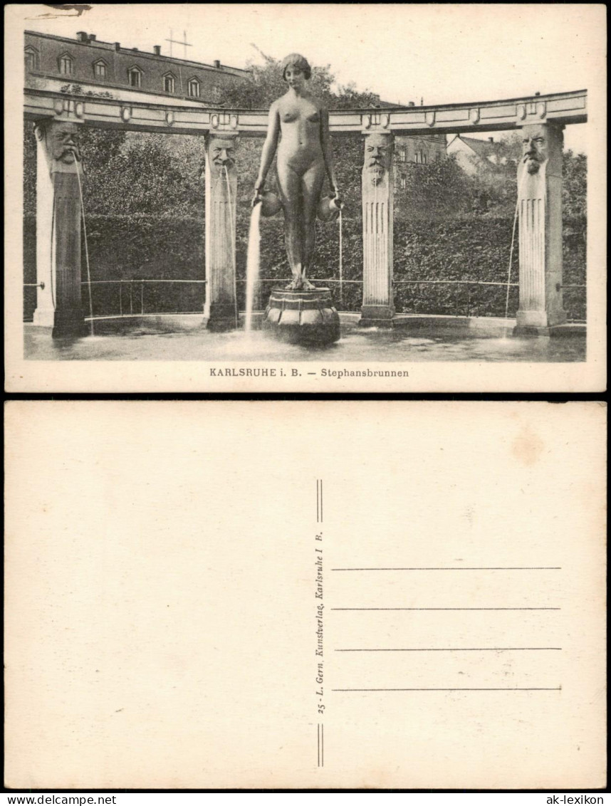 Ansichtskarte Karlsruhe Partie Am Brunnen Denkmal Stephansbrunnen 1910 - Karlsruhe