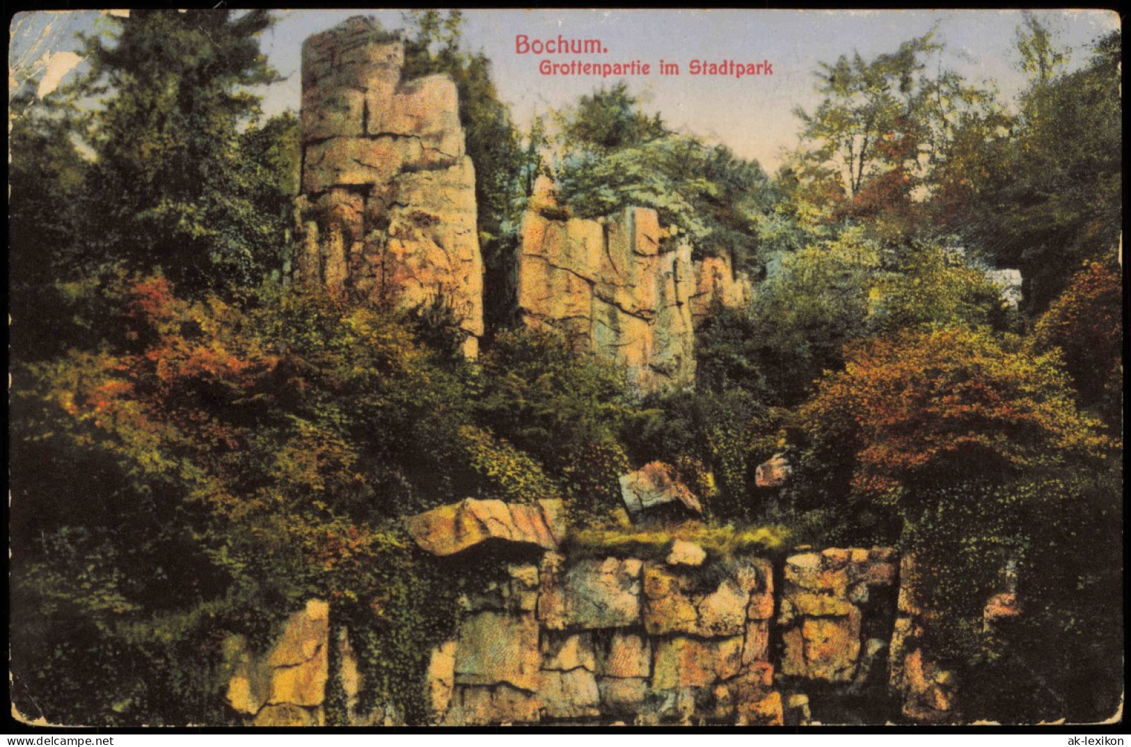 Ansichtskarte Bochum Grottenpartie Im Stadtpark 1918 - Bochum