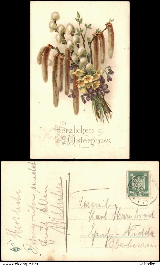 Ansichtskarte  Glückwunsch Ostern Oster-Grusskarte Easter Greetings 1925 - Pâques